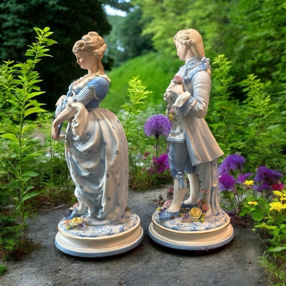 Antique French Bisque Figurines – 16” Pair of Elegant Man and Woman - Picture 6 of 15